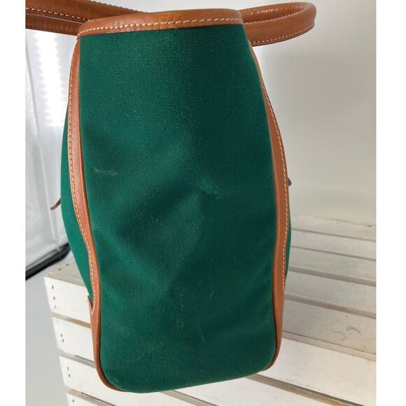 DOONEY & BOURKE GREEN CANVAS/ LEATHER SHOULDER TOTE ASIS - Picture 7 of 16